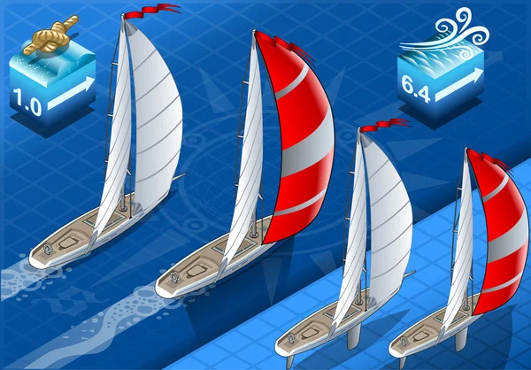 Izometrik sailships navigasyon — Stok Vektör