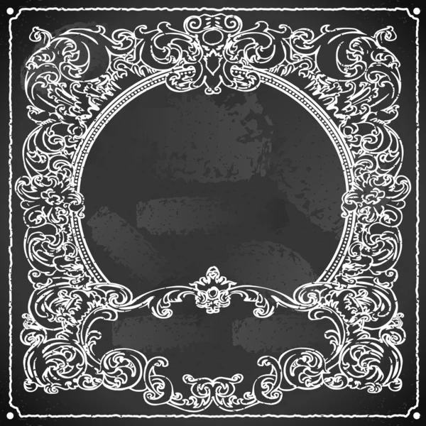 Vintage Floral Frame on Blackboard — Stock Vector