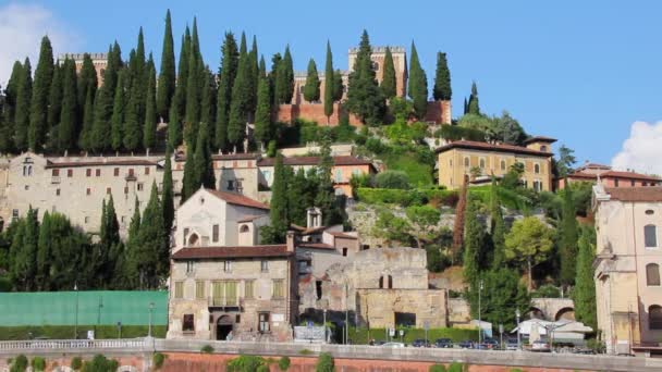 VERONA ITALY - CIRCA DECEMBER 2013: Castello San Pietro — Stock Video