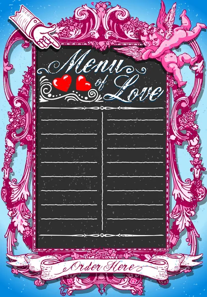 Wzór różowy tablica Walentynki menu s — Wektor stockowy