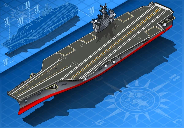 等尺性の航空母艦を前面に表示します。 — ストックベクタ