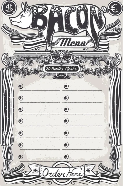 Vintage pagina spek menu voor restaurant — Stockvector