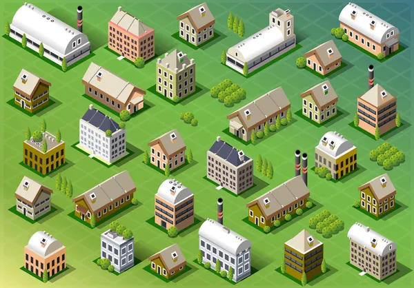 봄에는 아이소메트릭 건물의 세트