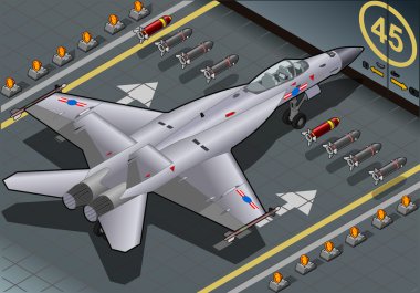 arka görünümünde izometrik avcı bombardıman uçağı indi