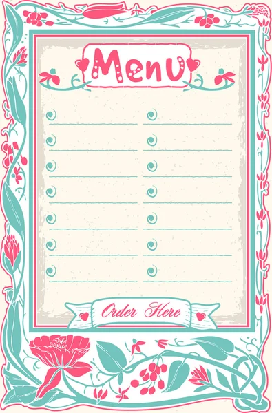 Vintage Candid Menu in Pink — Stock Vector