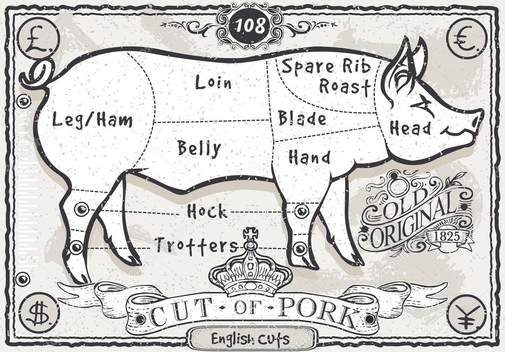 Vintage Page English Cut of Pork