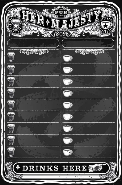 Tableau Dessiné à la Main Vintage pour Menu Pub — Image vectorielle