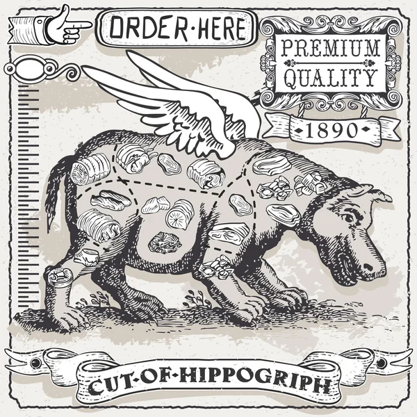 Page Vintage de Coupe d'Hippogriphe — Image vectorielle