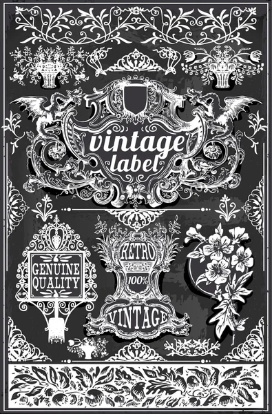 Vintage hand getrokken grafische banners en labels — Stockvector