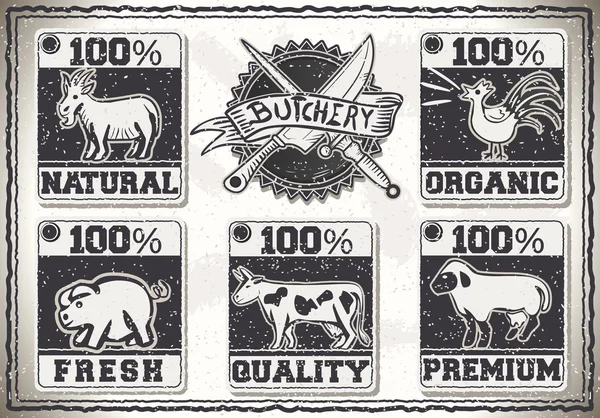 Page Vintage pour étiquettes de boucherie — Image vectorielle