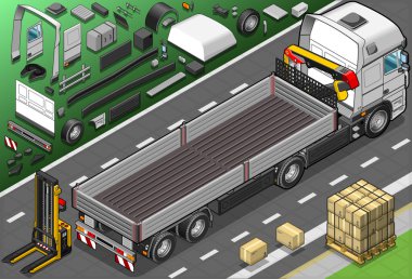 izometrik kamyon arka görünümünde aç