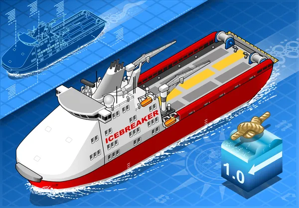 Isometrische Eisbrecher Schiff isoliert in navigation — Stockový vektor