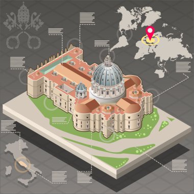 Isometric Infographic of Saint Peter of Vatican clipart