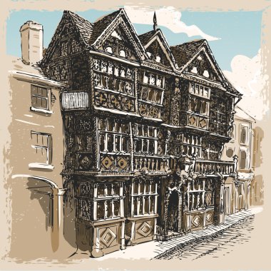 Vintage görünümü feathers Hotel Ludlow, İngiltere 
