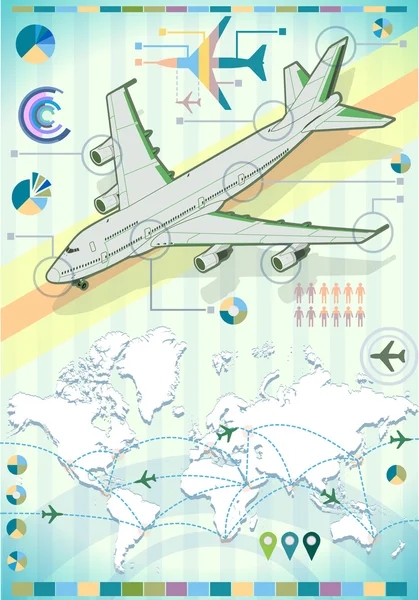 Elementos del conjunto infográfico con avión — Archivo Imágenes Vectoriales