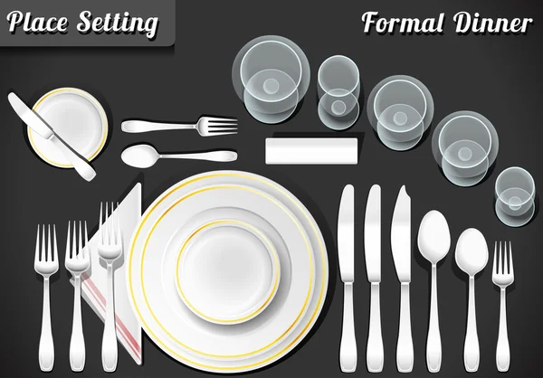 Set de Lugar Ajuste de Cena Formal — Vector de stock