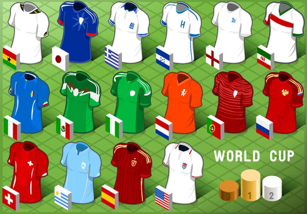 Izometrické uniformy sada fotbalové mistrovství světa — Stockový vektor