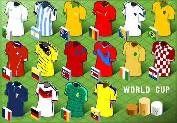 Conjunto de uniformes isométricos de la Copa Mundial de Fútbol — Vector de stock