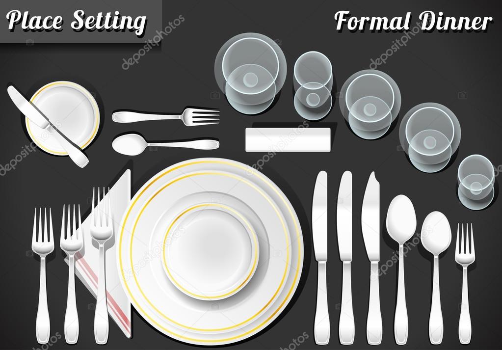 Set of Place Setting Formal Dinner
