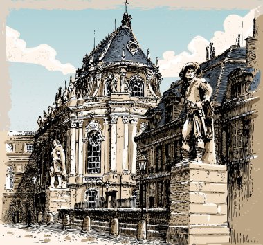 versailles Şapel vintage elle çizilmiş görünümü