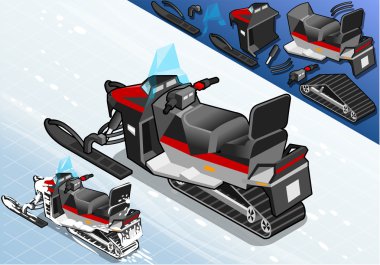 Isometric Snowmobile in Rear View clipart