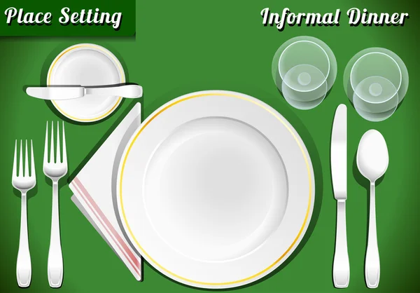 Set of Place Setting Informal Dinner — Stock Vector