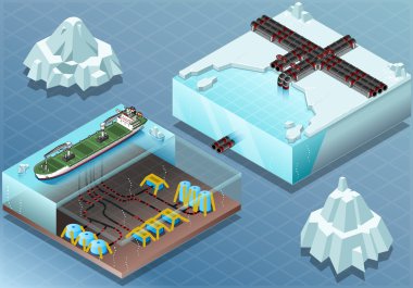 Isometric Arctic Subsea Farm and Tubes clipart