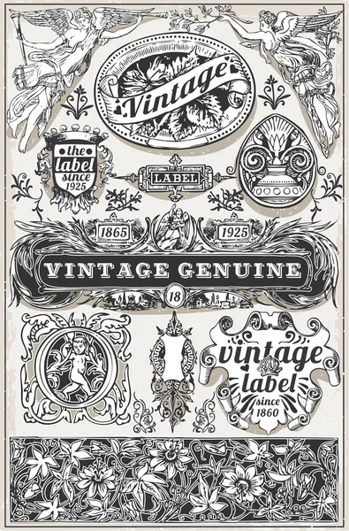 Label Retro Gambar Tangan Vintage - Stok Vektor