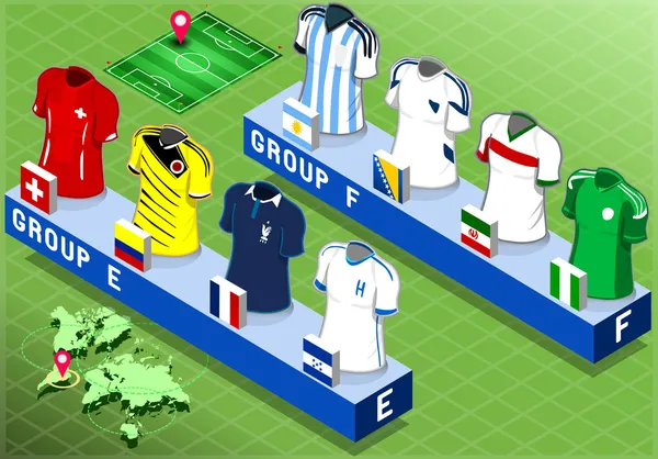世界杯足球赛的等距国家组 — 图库矢量图片