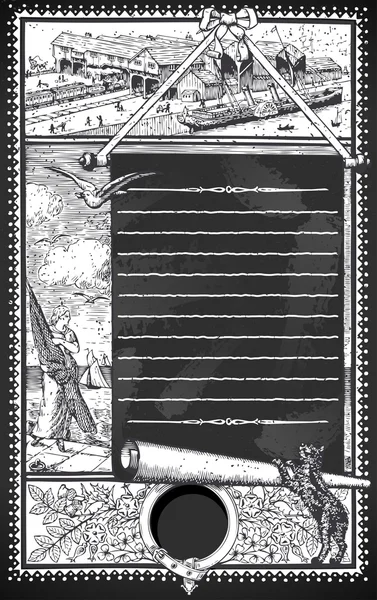 ビンテージ メニュー表示されたページのプレース ホルダー黒板 — ストックベクタ