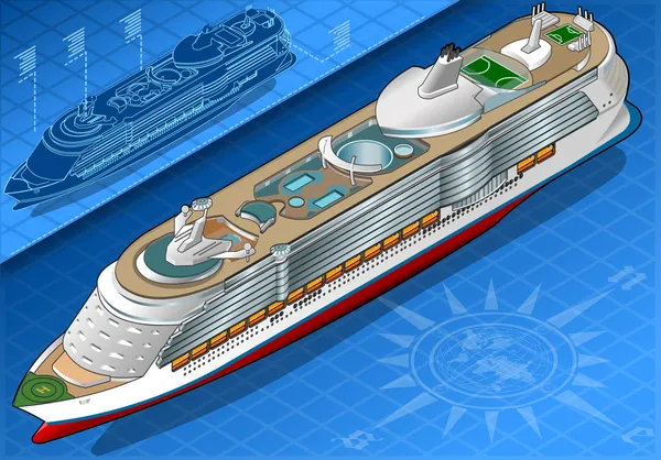 Izometrik cruise gemi önünde görüntülemek — Stok Vektör