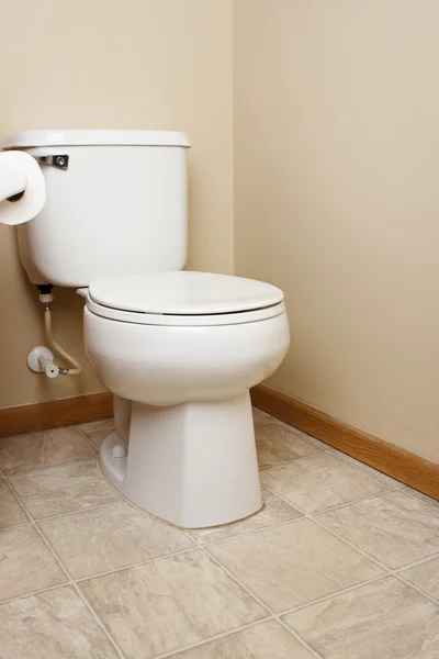 Generic white toilet in tan walled bathroom — Stock Photo, Image