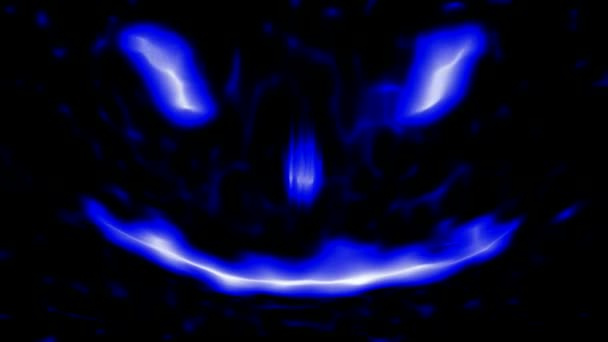 Loopable Scary Abstract face 1 Azul Isolado em preto — Vídeo de Stock