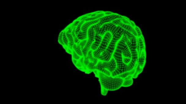 Bucle resplandor wireframe animación cerebro 22 — Vídeo de stock