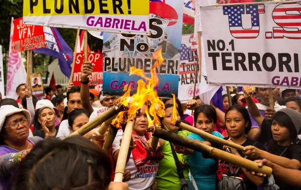 Protesto durante a celebração do Dia Internacional da Mulher — Fotografia de Stock