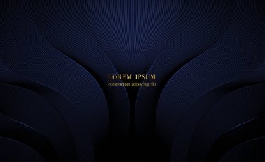 Soyut mavi dalga tasarımı ve koyu mavi arkaplanı olan ışık. Vektör illüstrasyonu