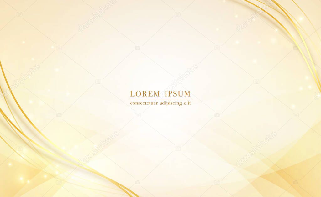 Golden lines elements and light shiny with curve shape abstract background. vector illustration