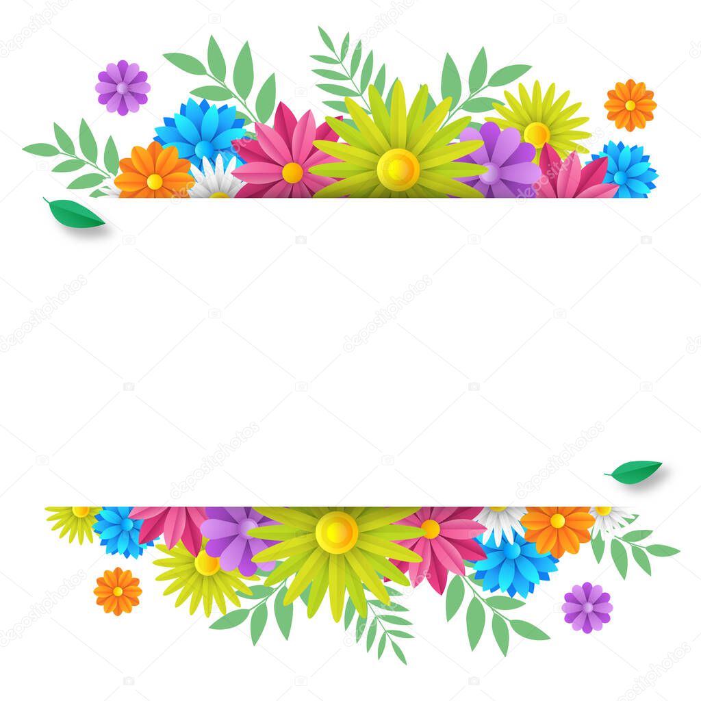 Flower isolated banner on white background. Design for cards, wedding invitation or greeting design. Vector illustration