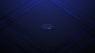 Lacivert zemin üzerinde ışık bulunan soyut mavi çizgi çizgisi tasarımı. Vektör illüstrasyonu