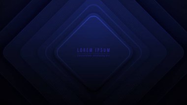 Soyut koyu mavi kare şekiller ve çizgi arkaplanı. Vektör illüstrasyonu