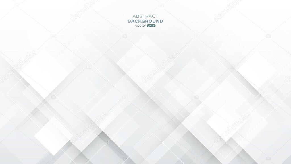 Square shapes overlapping on gray abstract background. Composition with line stripe. Vector illustration