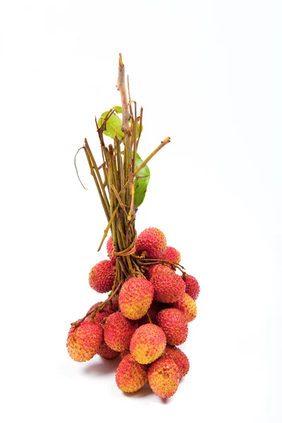 Isolated bunch of juicy red lychees — Stock Photo, Image