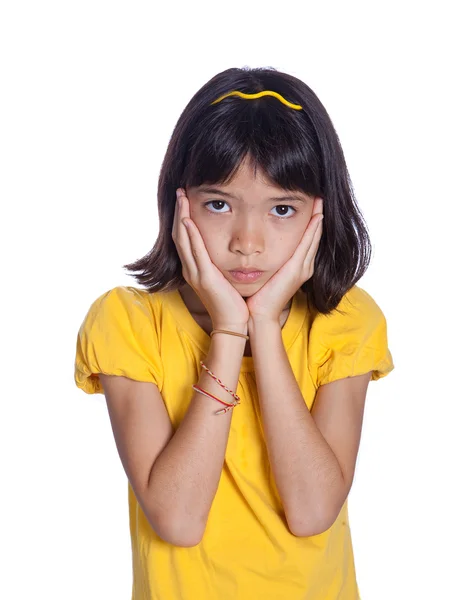 Sad young girl feeling worried — Stock Photo, Image