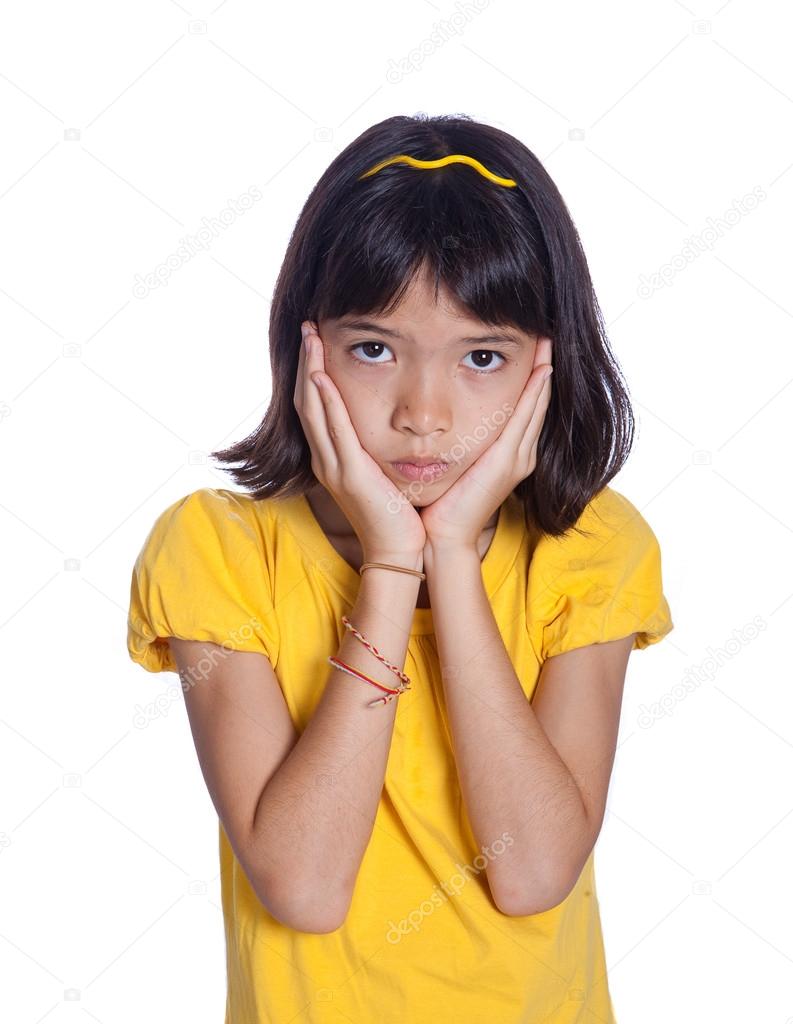 Sad young girl feeling worried