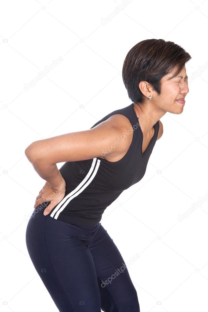 Young Asian woman suffering from severe backache