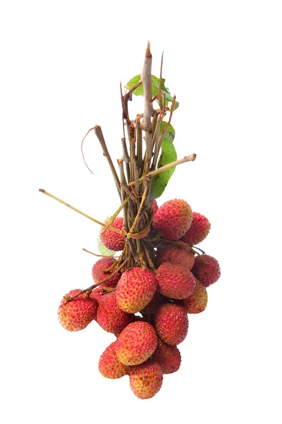 Bunch of juicy lychee over white backdrop — Stock Photo, Image