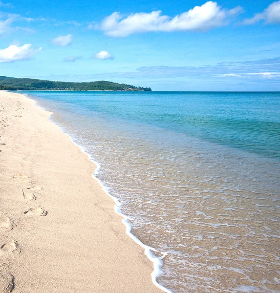 Larga playa tropical de arena . — Foto de Stock