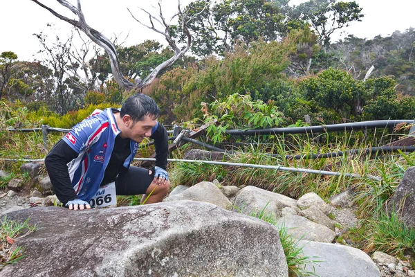 Participants climb up Mt Kinabalu in the International Climbathon — Stock Photo, Image