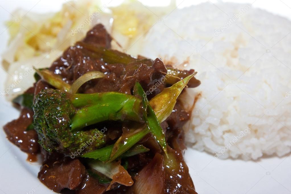 Mongolian beef with plain rice