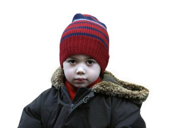güzel bir çocuk kış palto ve şapka